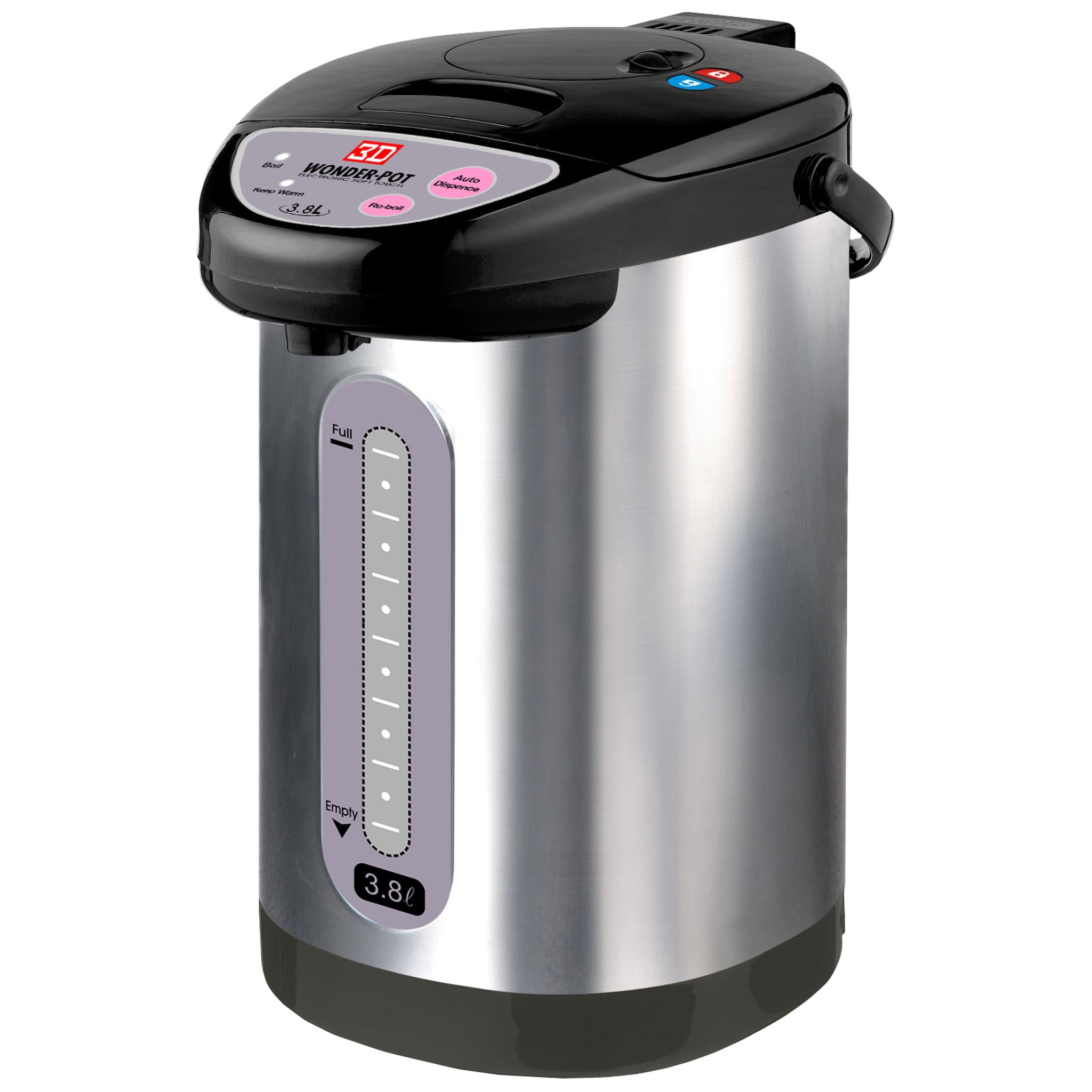 AX-380E 3D 3.8L ELEC AIRPOT BLK W/ SS