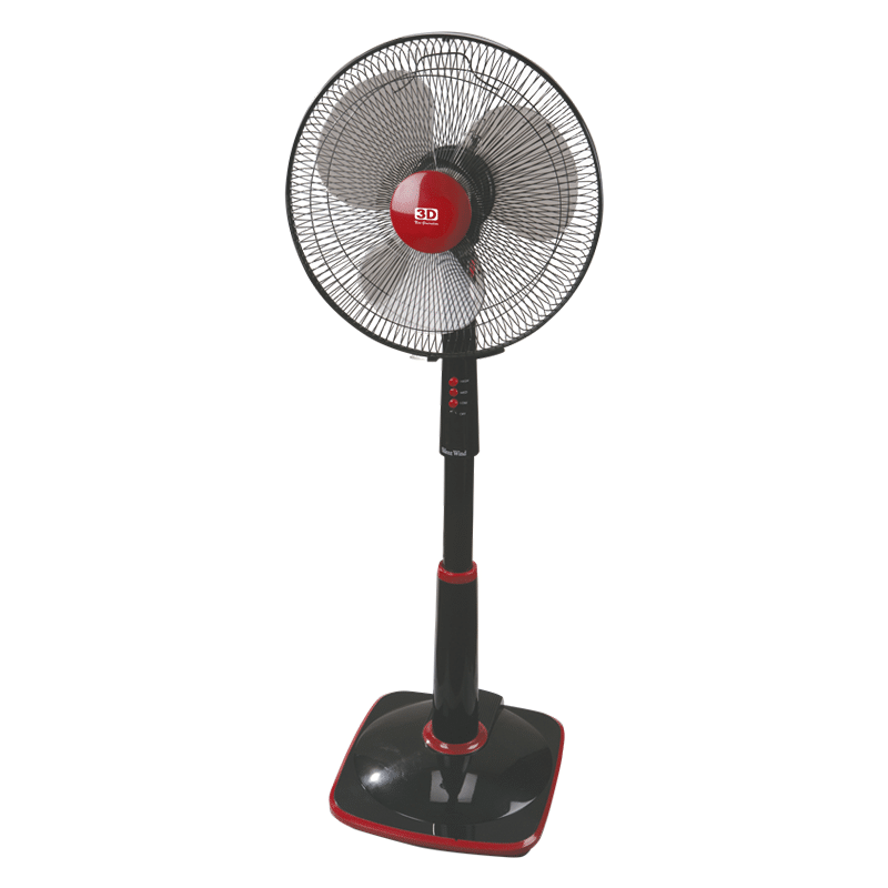 3D SILENT WIND 16″ Stand Fan Black and Red